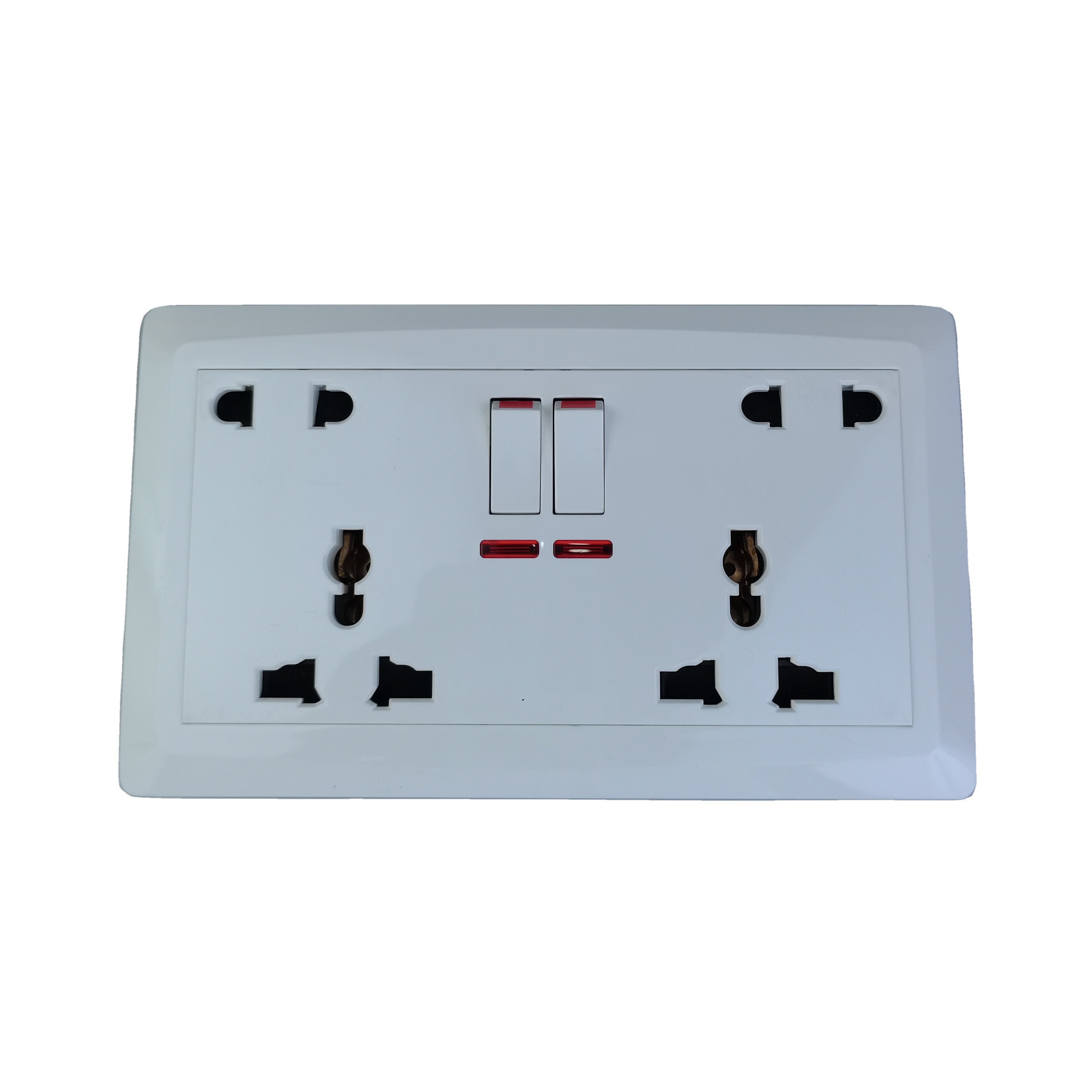 YAKI UK Switch Socket With Neon White Double 10 Pin Wall Socket Panel Universal Socket And Plug Adapter Switch With Power Outlet