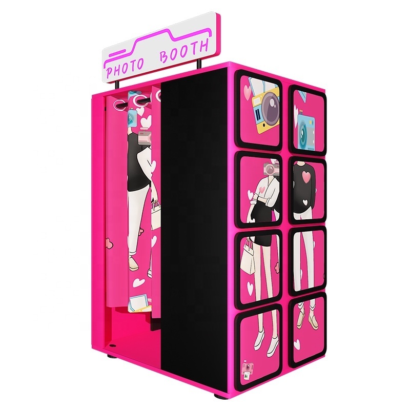 Acrylic Cabin Led Lights Manufacturer Photo Booth Kiosk Diy Decorate Glam Sticker Decoration Photo Booth Kiosk