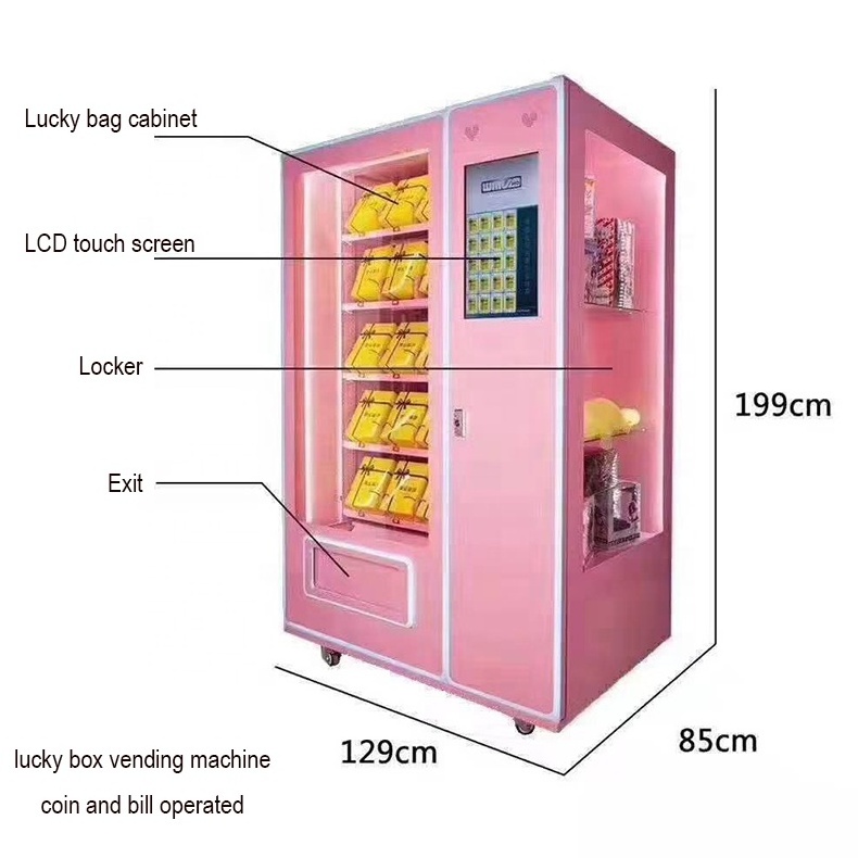 Pink Yellow Lipgloss Automatic Store Beauty Vending Machine Touch Screen/Custom Vendor Machine/Vending Machine Vendors