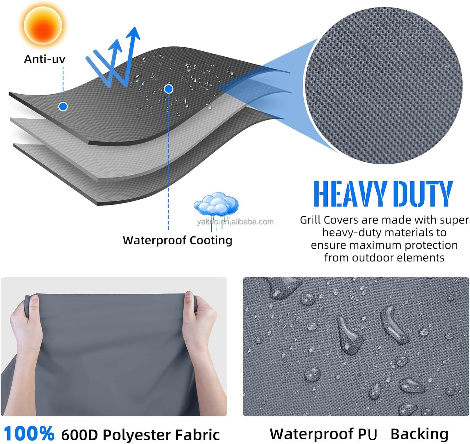 Heavy Duty BBQ cover Waterproof Gas Grill Cover for Weber Char Broil