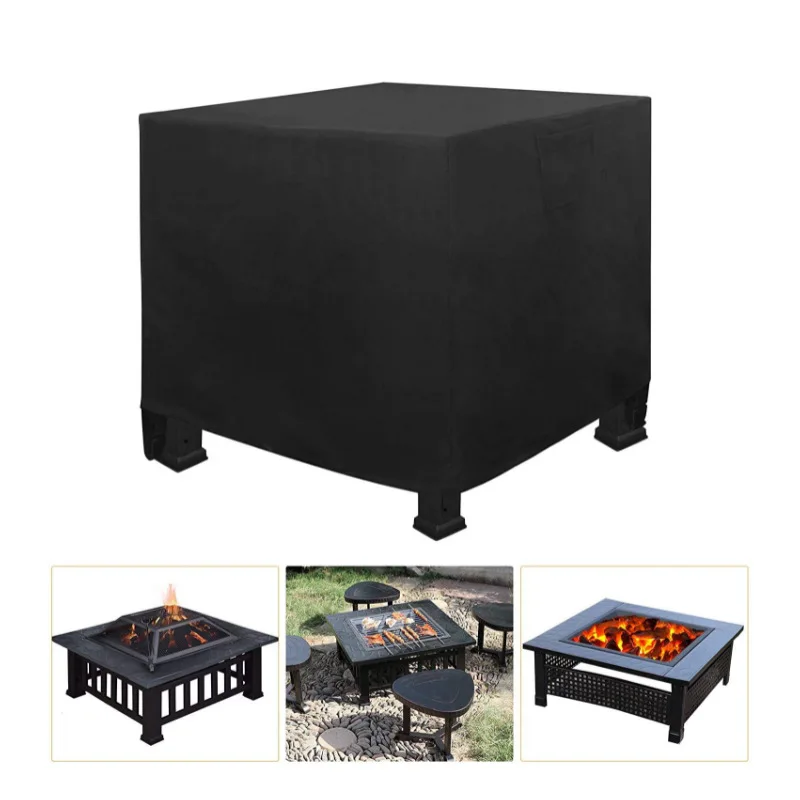 Fire Pit Table Cover Foldable Outdoor Garden Oxford Waterproof Dustproof Rectangle Fire Pit Cover