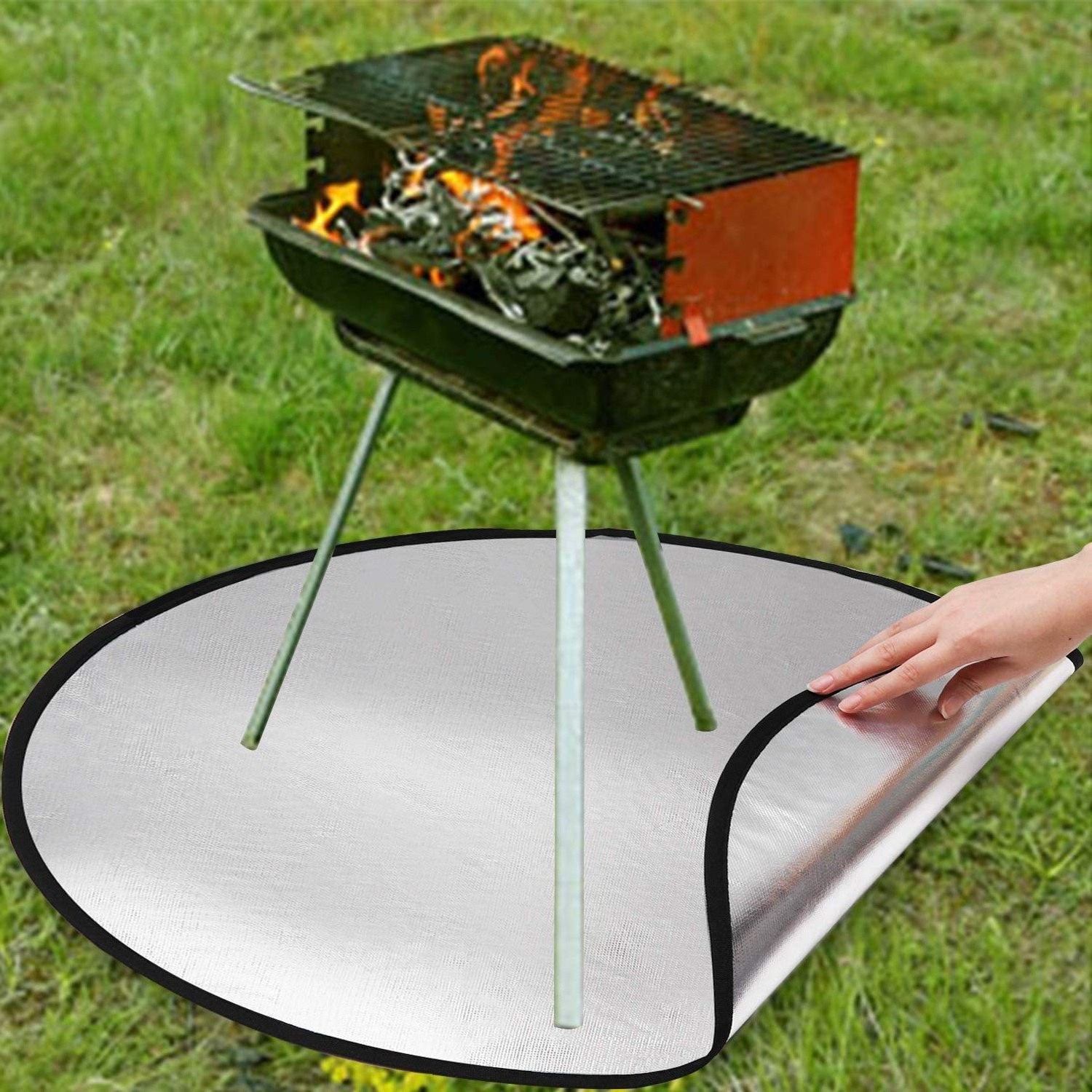 Hot Non-stick fire pit mat waterproof dustproof fire pit ember mat for grass camping barbecue cooking firepit mat