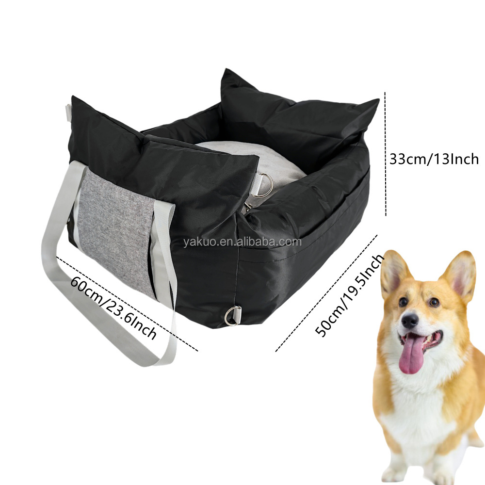 Washable Detachable Waterproof Dog Booster Seat for Car with Storage Pockets Clip-On Safety Leash