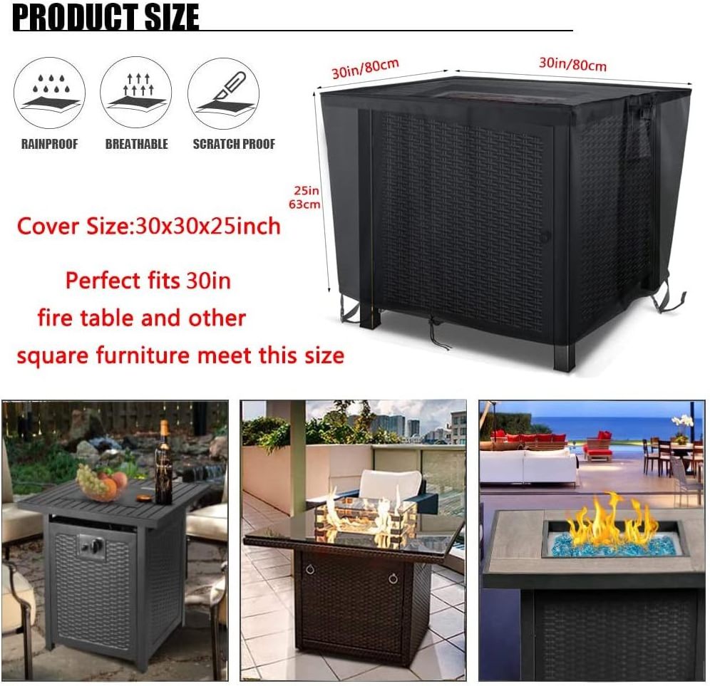 Fire Pit Table Cover Foldable Outdoor Garden Oxford Waterproof Dustproof Rectangle Fire Pit Cover