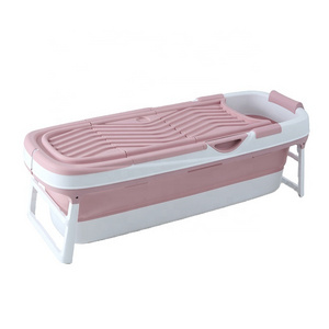 Large 158CM Folding Bucket Barrel Adult Foldable Bath Tub Bathtub Bathroom Portable Plastic Carton Box Movable Bathtub Support