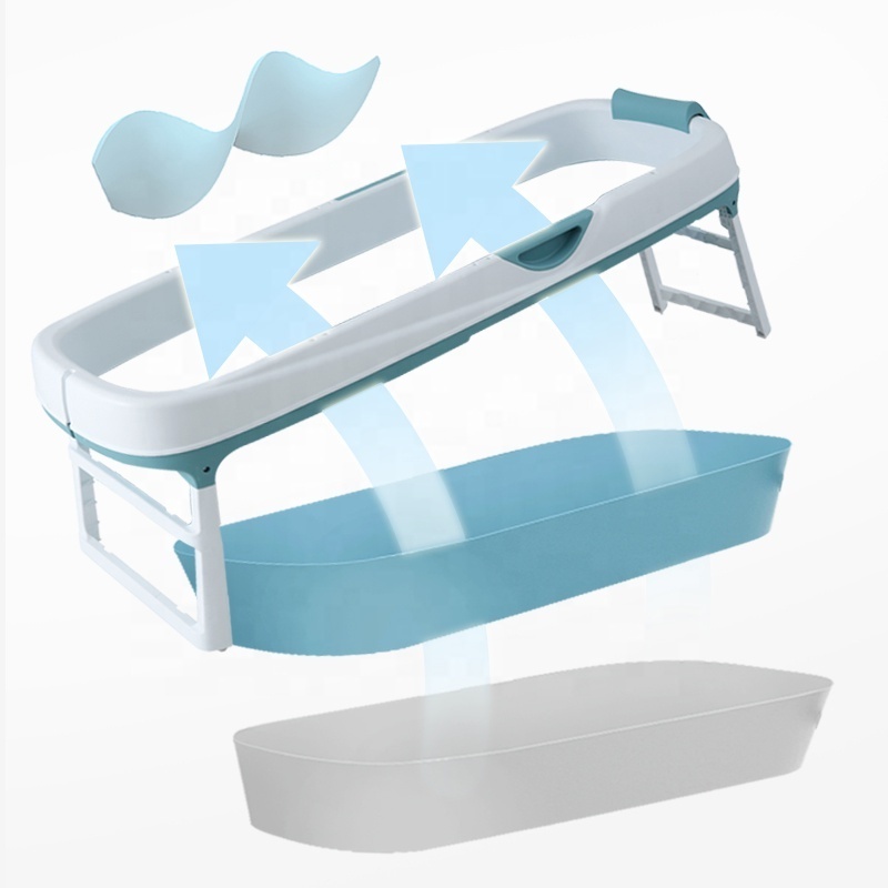 Manufacturer OEM good price super large Plastic foldable Bathtub folding with lid and stand for adult kids