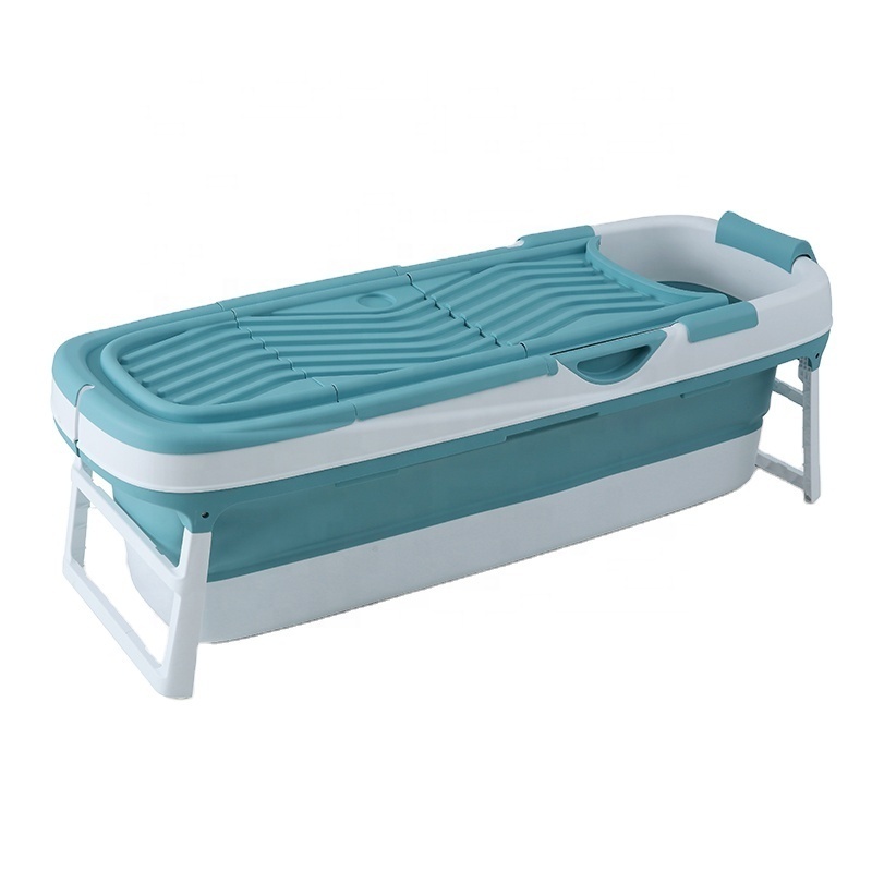 Large 158CM Folding Bucket Barrel Adult Foldable Bath Tub Bathtub Bathroom Portable Plastic Carton Box Movable Bathtub Support