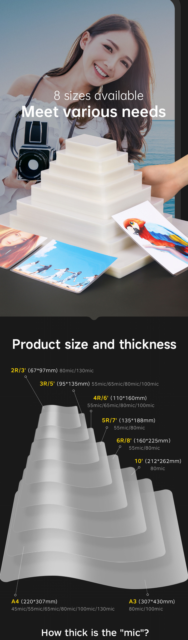 Wholesale Thick A4 80mic/100mic PET Thermal Laminating Film Pouches Glossy Hot Laminating for Documents for Home or Office Use