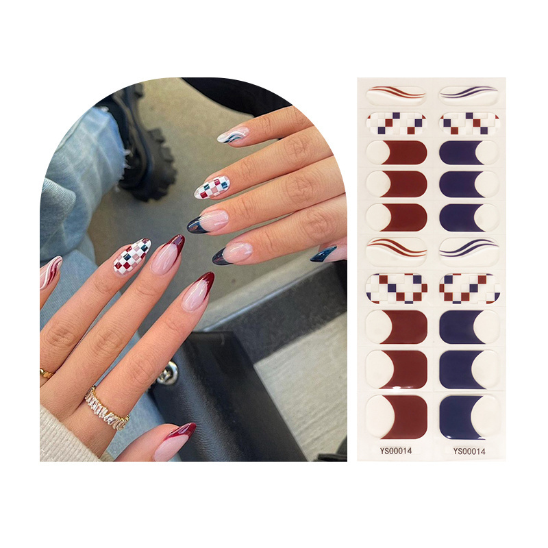 Fall&Winter Long Lasting Gel Nail Sticker British AB Style Semi-cured Nail Wraps By UV Lamp For Child Woman