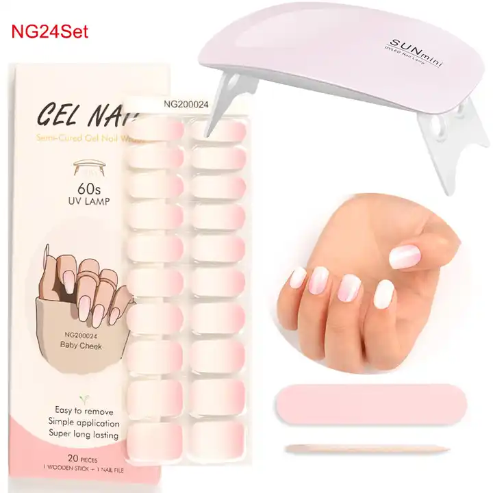 Clear Semi-Cured Gel Nail Wraps 3D Adhesive Manicure Long Lasting UV Lamp Gel Nail Art Stickers Set