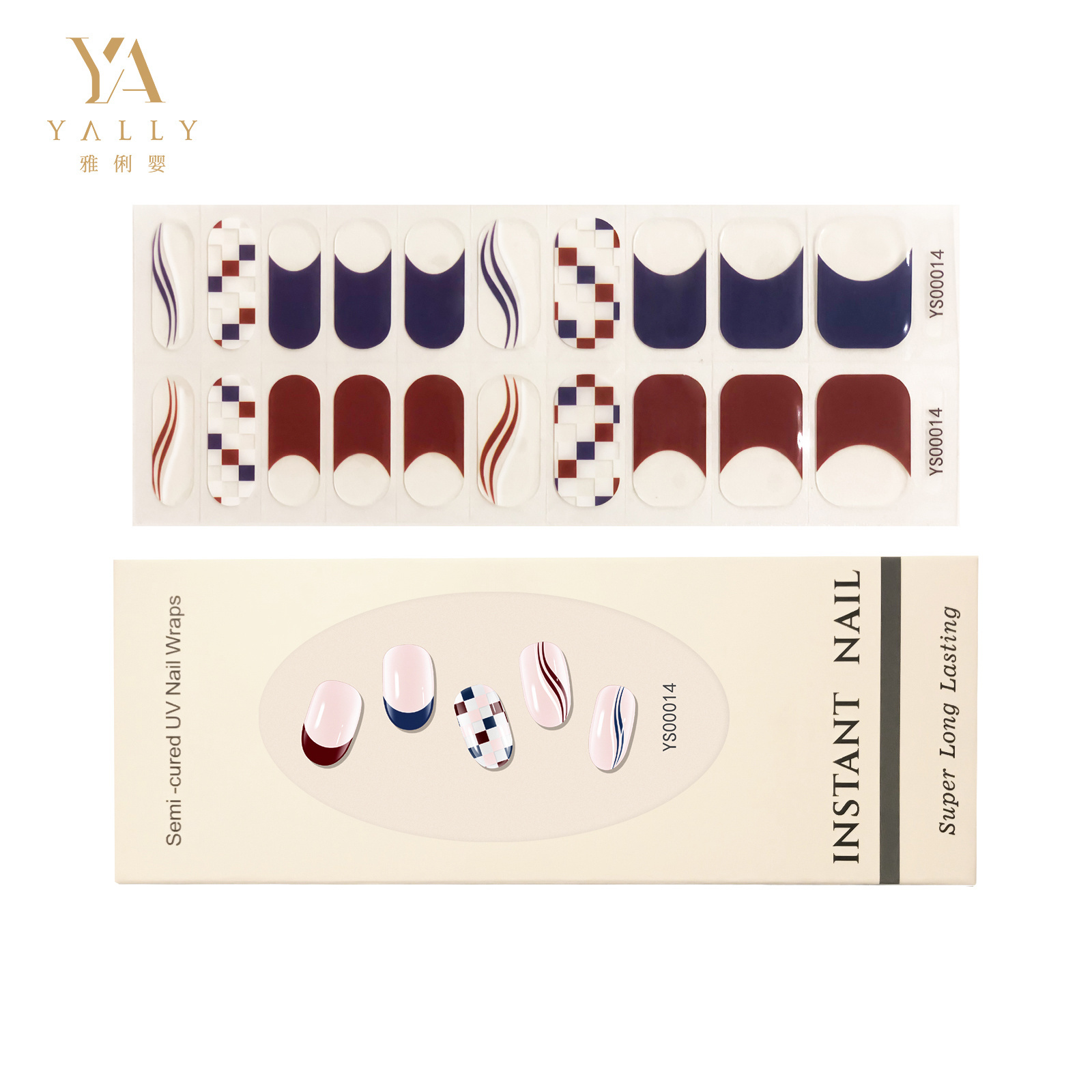 Fall&Winter Long Lasting Gel Nail Sticker British AB Style Semi-cured Nail Wraps By UV Lamp For Child Woman