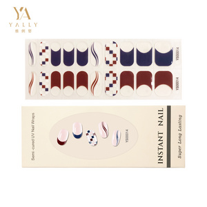 Fall&Winter Long Lasting Gel Nail Sticker British AB Style Semi-cured Nail Wraps By UV Lamp For Child Woman