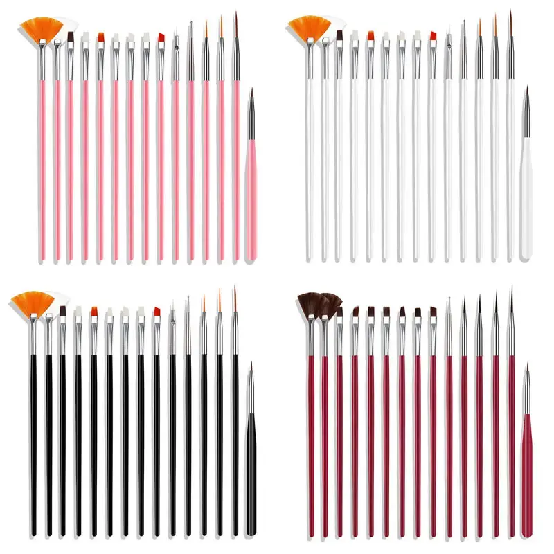 15pcs Nail Art Brush Set 4 Colors Nylon Mixing Painting Brush Tools Gel nail polish Black Fingernail Brush Manicure Supplier