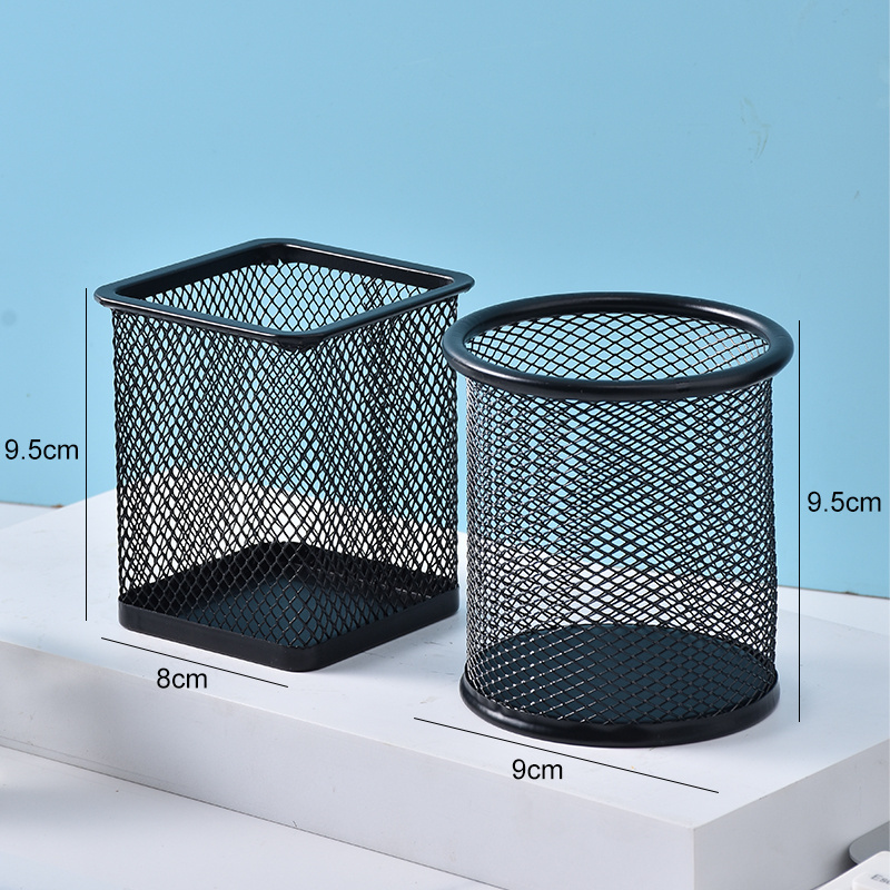 Wholesaler factory supplier office customized stationery metal mesh desktop pencil cup square pen stand pen holder