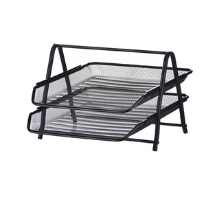 2 Tier Storage Shelf Metal Mesh Desk Organizer Document File Organizer Office Paper Tray