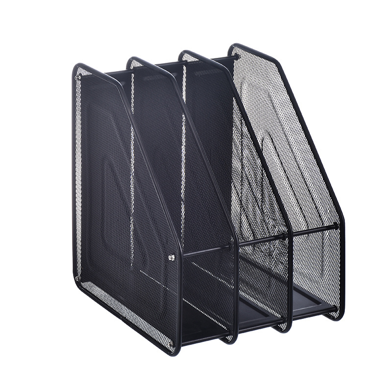 3 layers classical design collection rack black document metal mesh magazine holder