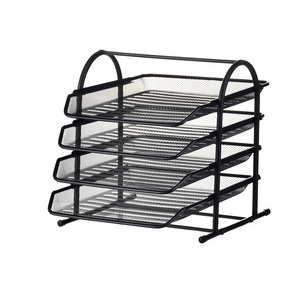 Office Table Sorter Circular Arc 4-layer Metal Mesh File Rack Magazine Sorting Rack Office Home School File Rack