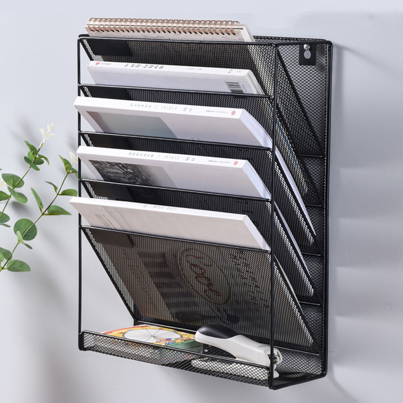 5 Tier Wall File Holder Metal Wall Mount Magazine Rack Hanging Mail Organizer