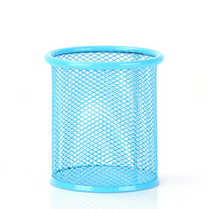 Factory Wholesale colorful Desk Office Pen Organizer Clip Holder Round Table Metal Wire Mesh Pencil Cup Pen Holder