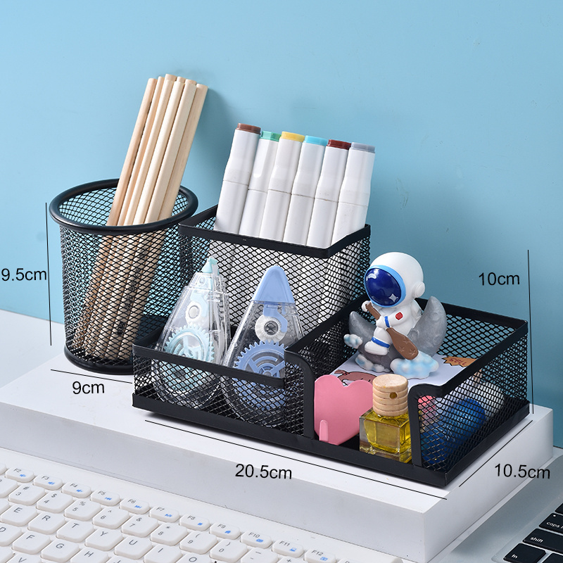 Wholesaler factory supplier office customized stationery metal mesh desktop pencil cup square pen stand pen holder