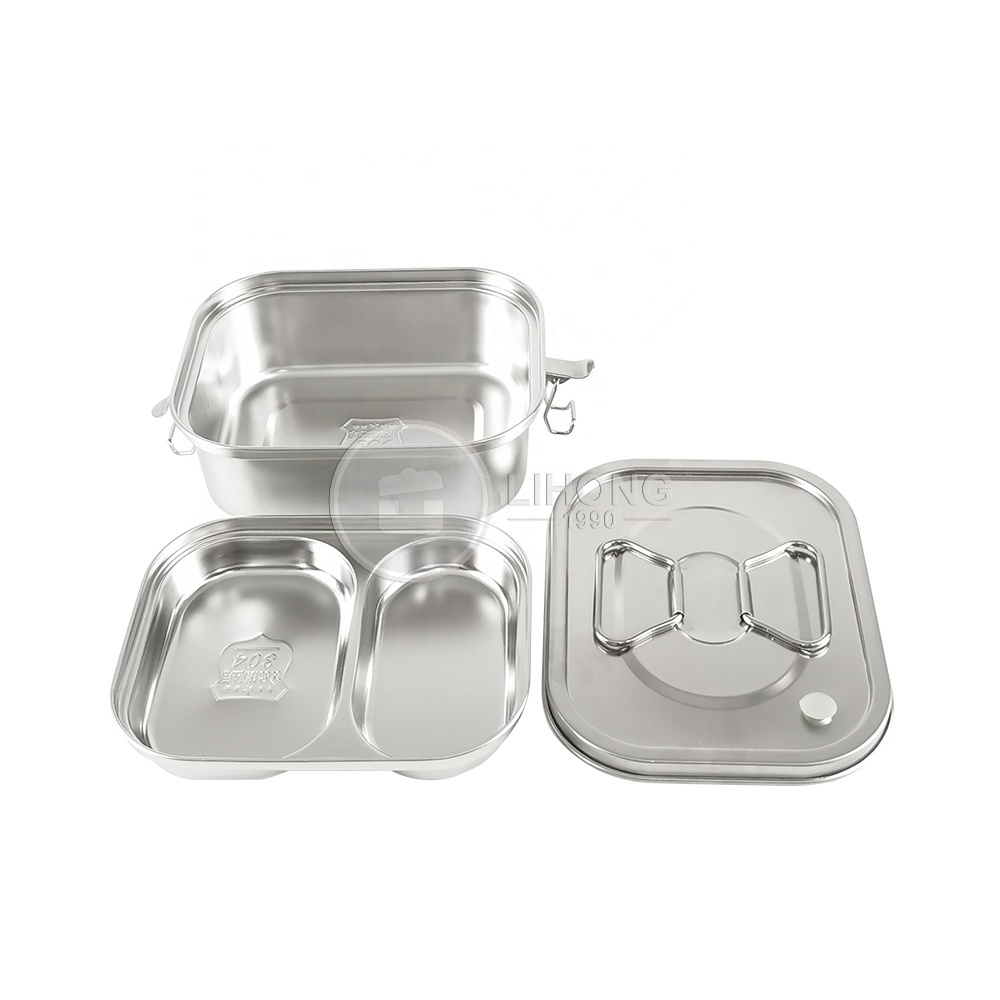 2 Layer food contaier box portable stainless steel lunch box tiffin with lid