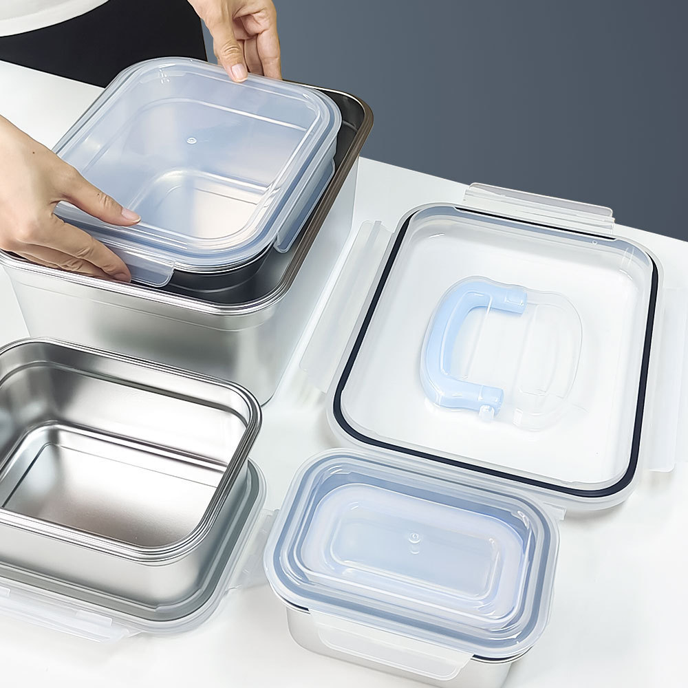 Lihong Kitchen 6L large Lunch box seal ring airtight container lunch bento box set stainless steel lunch box with pp lid