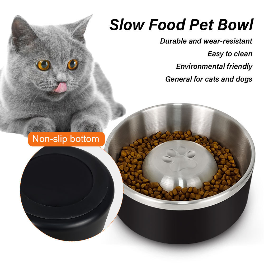 Lihong Wholesale Dog Pet Water Bowl Elevated Dog Slow Feeder Food Bowl Dish Non- Slip Travel Dog Bowl Stainless Steel