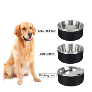 Lihong Wholesale Dog Pet Water Bowl Elevated Dog Slow Feeder Food Bowl Dish Non- Slip Travel Dog Bowl Stainless Steel