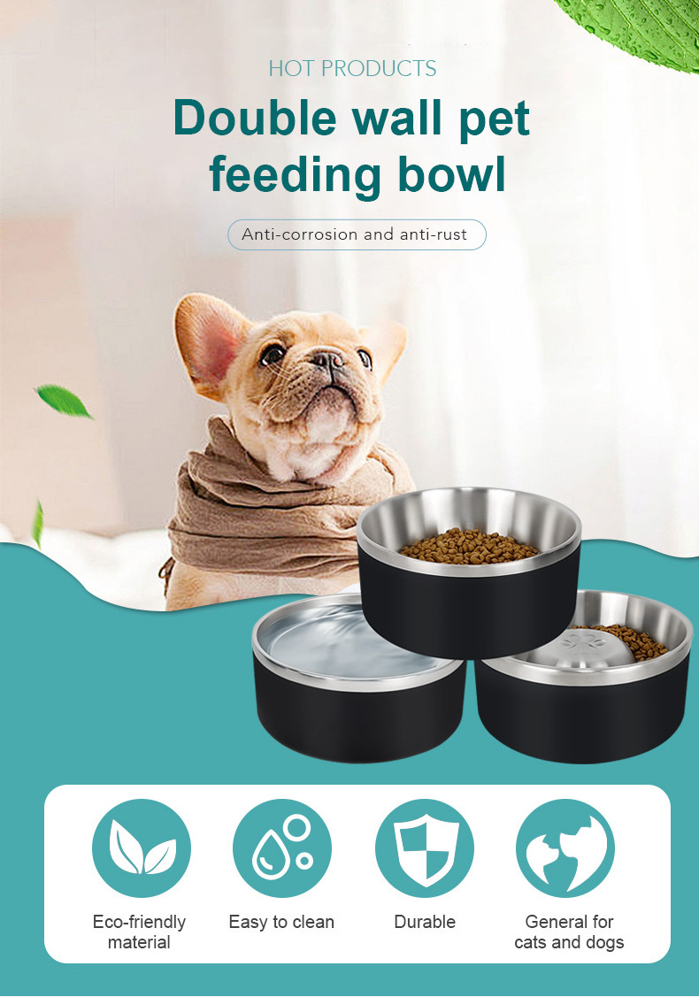 Lihong Wholesale Dog Pet Water Bowl Elevated Dog Slow Feeder Food Bowl Dish Non- Slip Travel Dog Bowl Stainless Steel