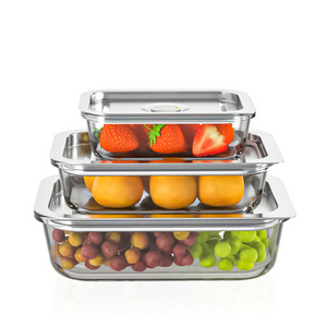 BPA Free Glass Food Storage Containers with Lids Airtight Microwave Safe Bento Lunch Box Meal Prep and Leftover with Steel Cover