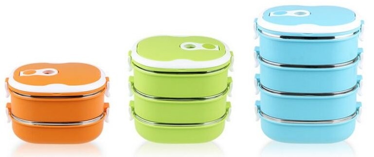 Hot selling Stainless Steel Plastic Combination lunch box with lock / food carrier / tiffin food container