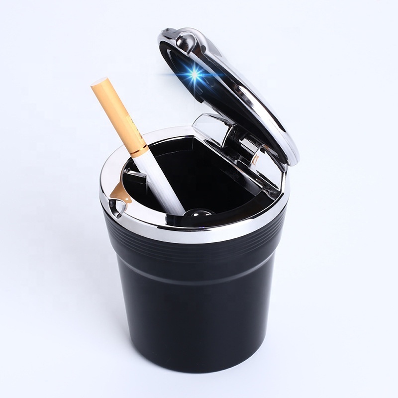 Portable Stainless Standing Ash Tray Cigarette Ashtray For Cars With Blue Led