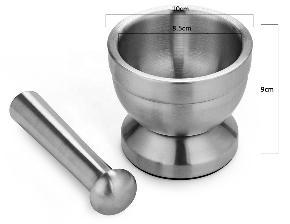 Stainless Steel Mortar Pestle Set Pugging Pot Garlic Spice Grinder Pharmacy Herbs Bowl Mill Grinder Crusher Kitchen Tool Gadget