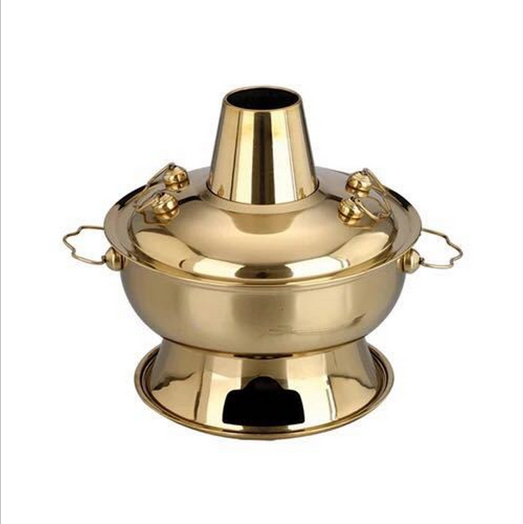 Chinese Traditional steel and Copper Hot Pot with Charcoal Stove Base