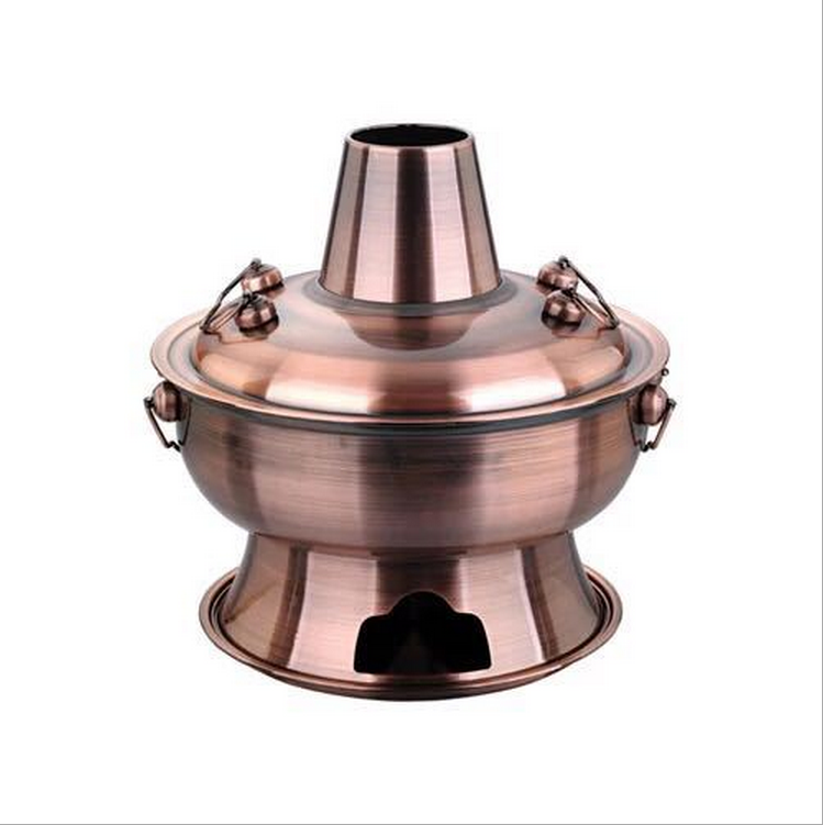 Chinese Traditional steel and Copper Hot Pot with Charcoal Stove Base