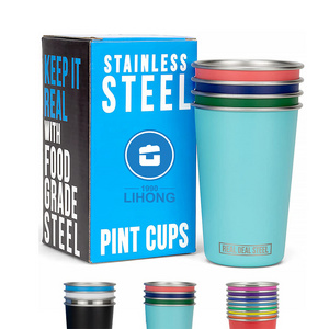 Party Pints 16 oz Pint Stackable Mug Cups Stainless Steel Tumblers Coffee Cup Eco Friendly Premium Metal Drink Cup