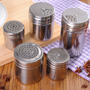 Dispenser Rotatable Lid Shakers Salt Sugar Spice Pepper Stainless Steel Spice Shakers Adjustable Pour Holes Jars Seasoning