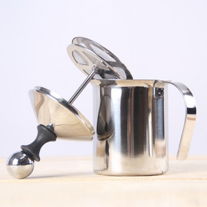 Polished stainless steel hand milk bubble best milk jug 400cml press milk frother