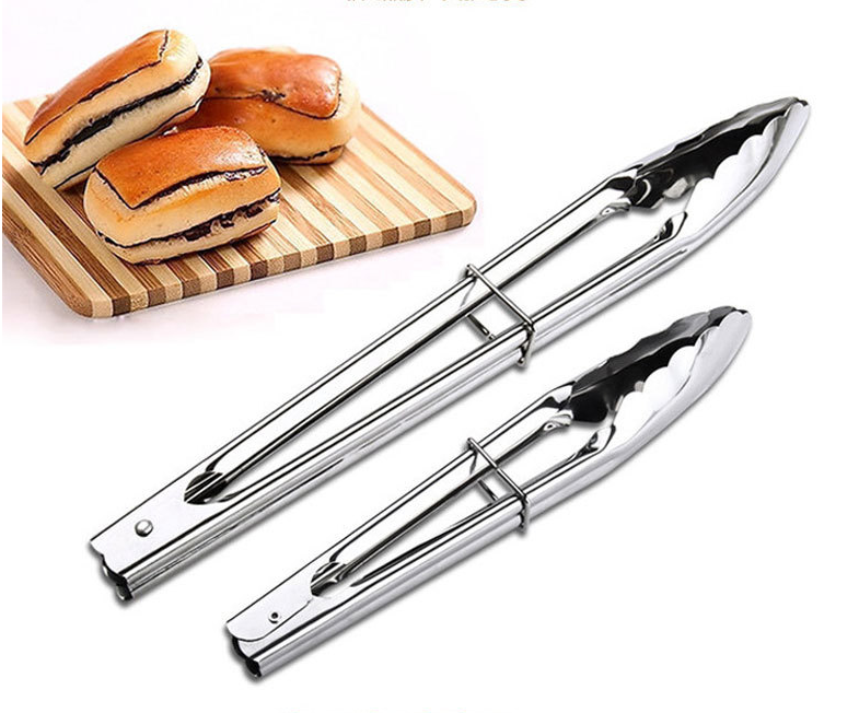 Kitchen Utensil Food BBQ Tongs 9'' 12'' Salad Vegetable Bread Food Tong Stainless Steel Keep The Item Dry and Clean 0.8/1.2mm