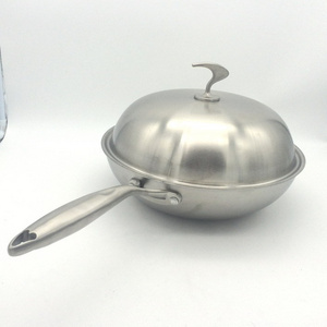 High Quality Fry Pan Non Stick Stainless Steel Wok With Lid