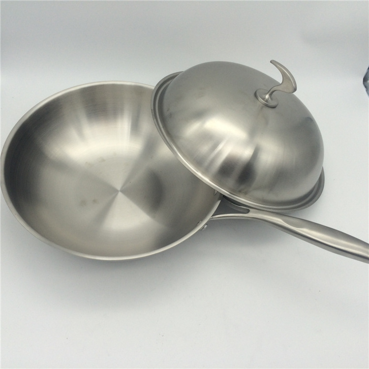 High Quality Fry Pan Non Stick Stainless Steel Wok With Lid