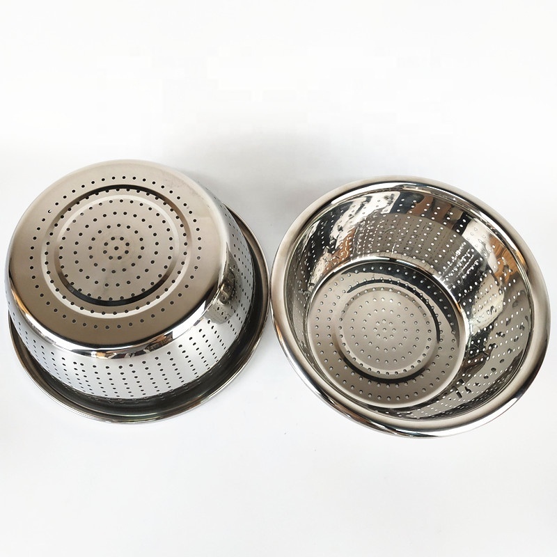 Factory multi-purpose stainless steel rice sieve and vegetable strainer and flour mixing bowl set