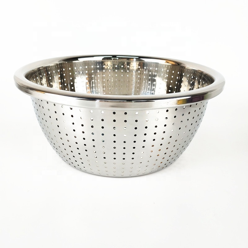 Factory multi-purpose stainless steel rice sieve and vegetable strainer and flour mixing bowl set