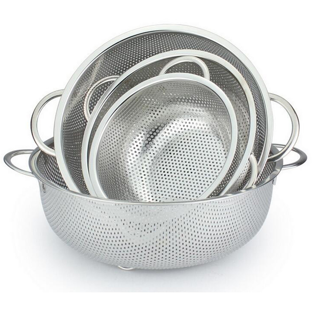 40.5cm round stainless steel over the sink colander wire strainer for kitchen