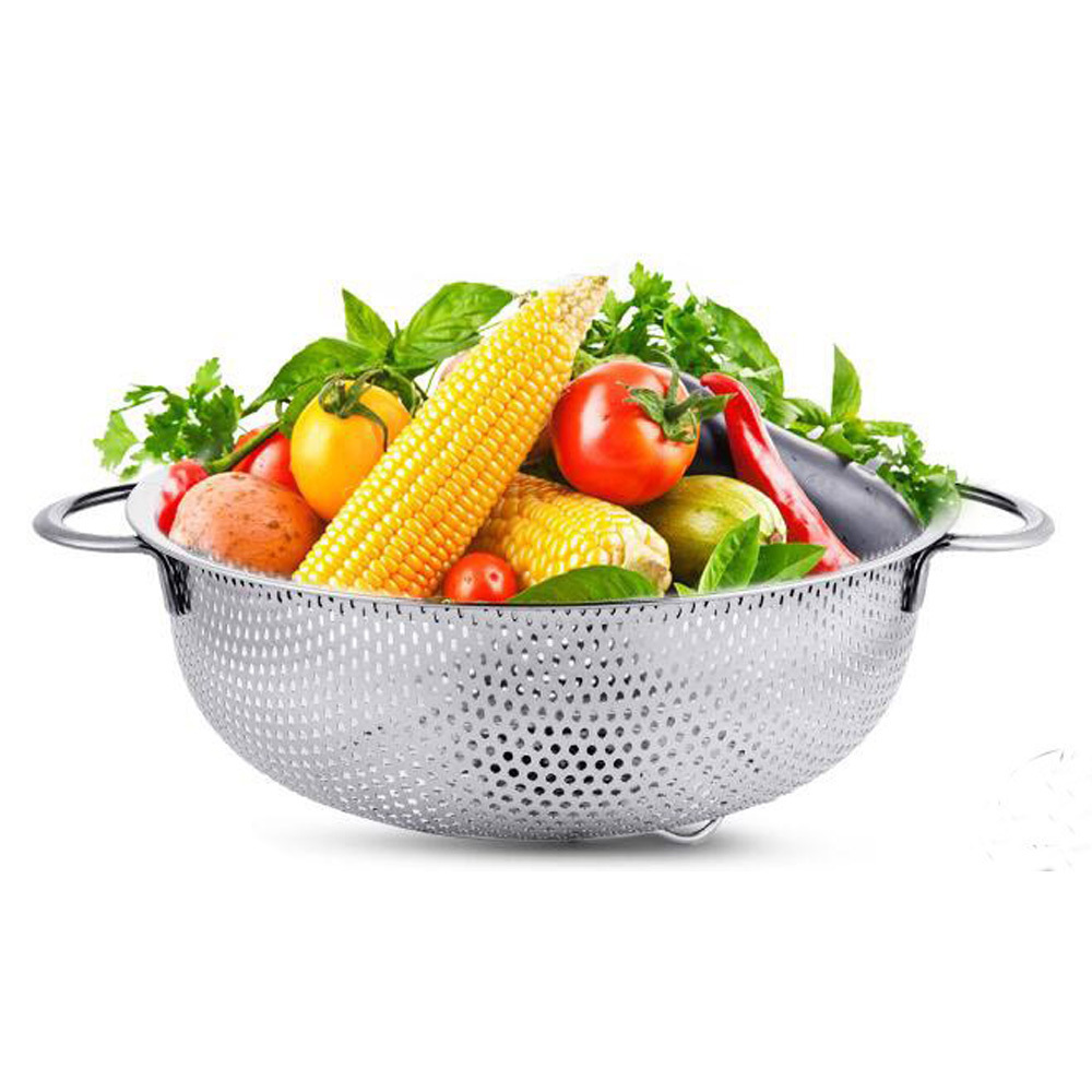 40.5cm round stainless steel over the sink colander wire strainer for kitchen