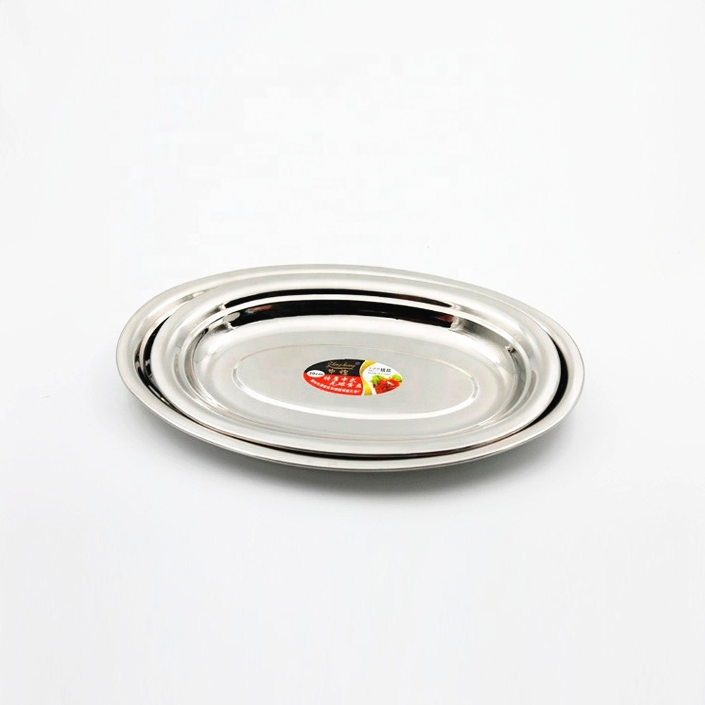 Home kitchen custom oval egg shape decorative stainless steel metal mirror serving tray