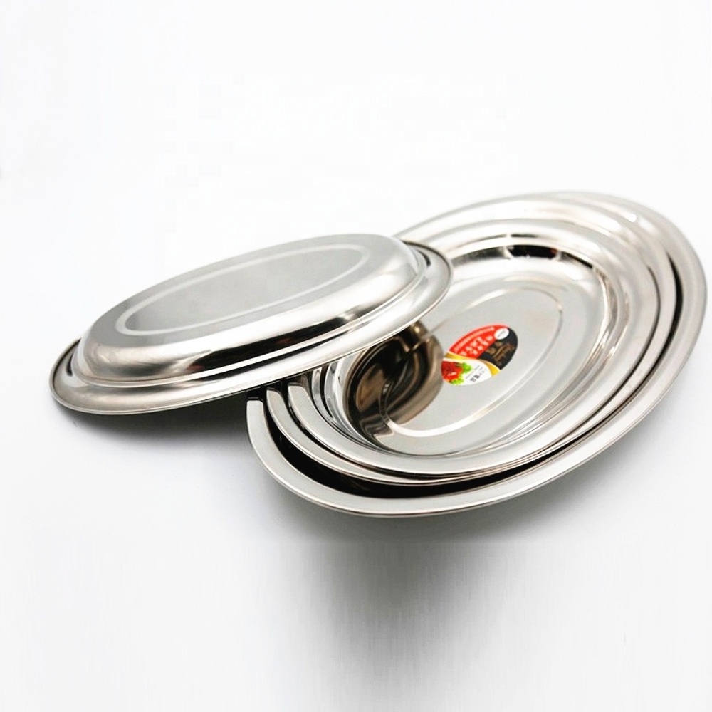 Home kitchen custom oval egg shape decorative stainless steel metal mirror serving tray