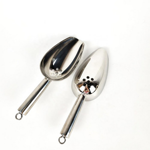 Hot selling bar accessories stainless steel ice scoop food bean shovel metal ice scoop