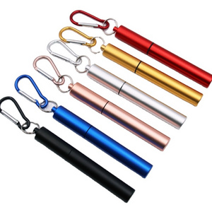 New design portable flexible metal straw telescopic straw retractable stainless steel collapsible straw with case