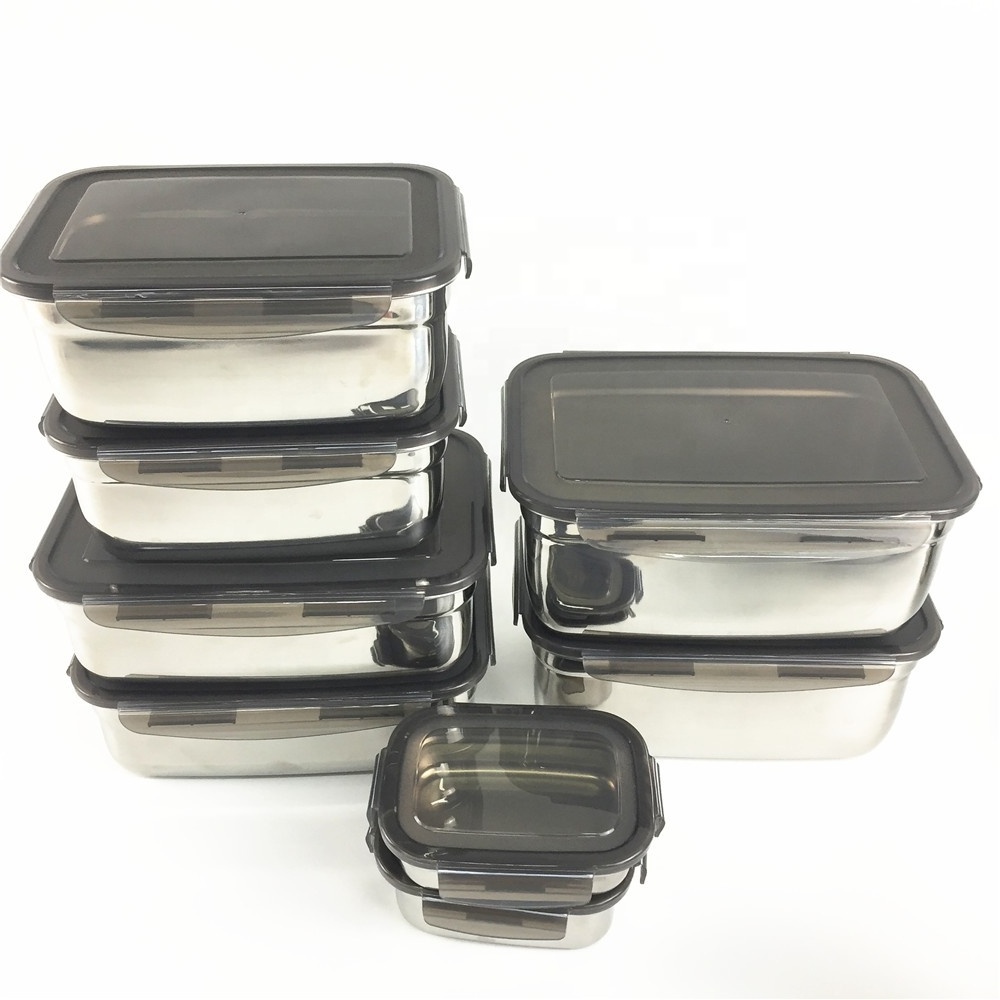 Food Grade Airtight Lid Stainless Steel Food Container Set Meal Prep lunchbox for Supermarket